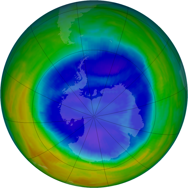 Antarctic ozone map for 10 September 1992